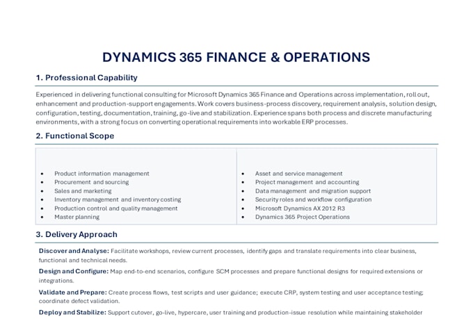 provide expert d365 fo supply chain management consulting